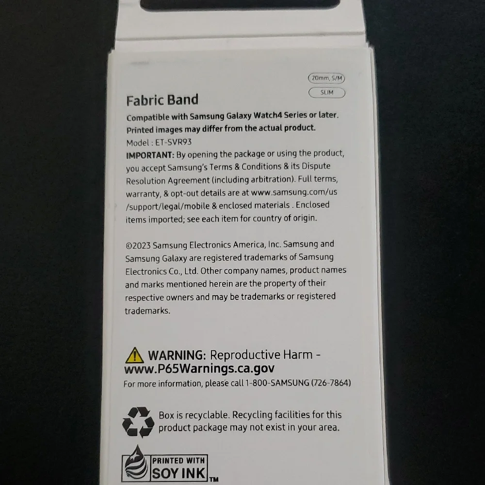 Samsung Black Nylon Smartwatch Band with Velcro Fastening S/M 20mm